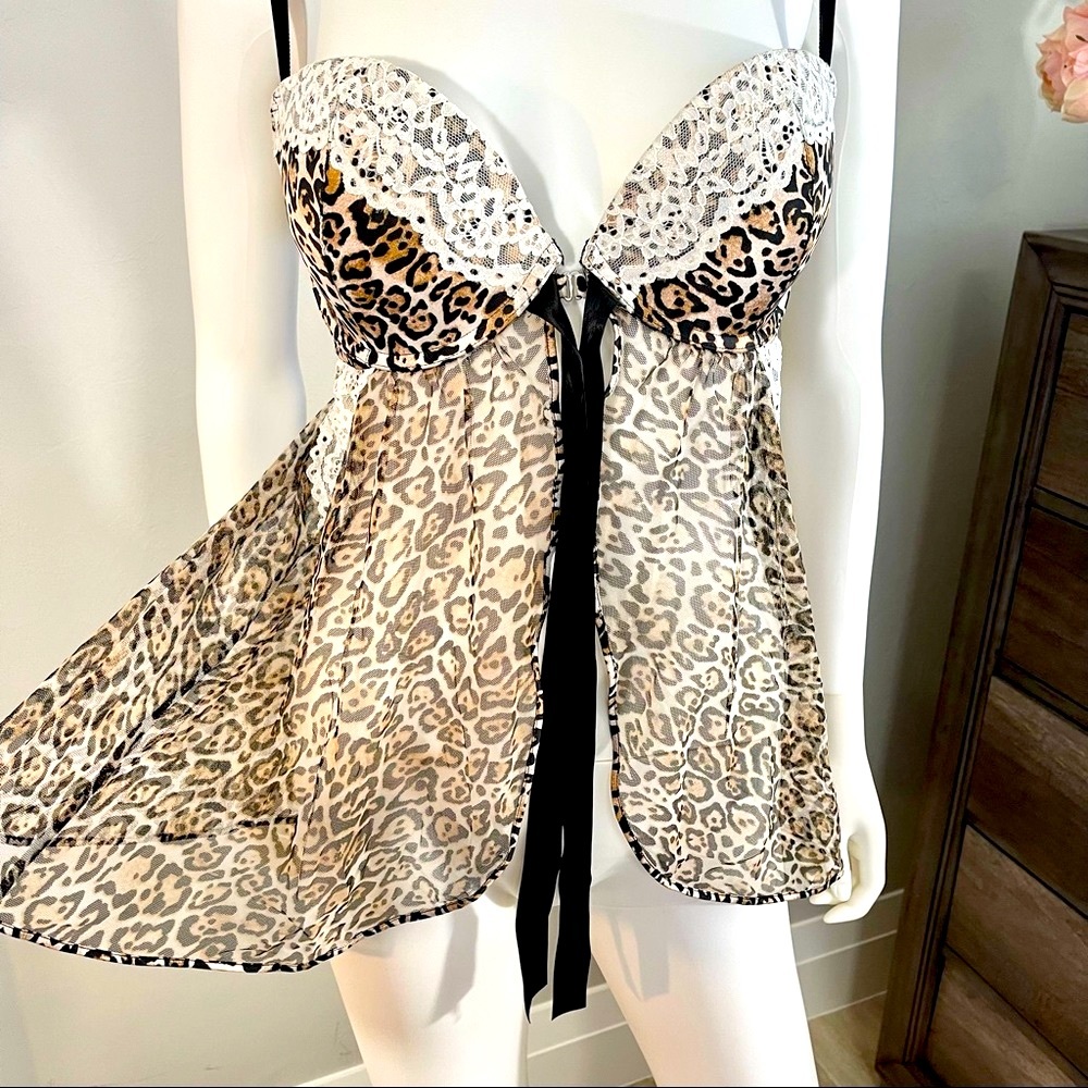 36D Vs Victoria’s Secret sexy little things animal print Chemise lingerie slip